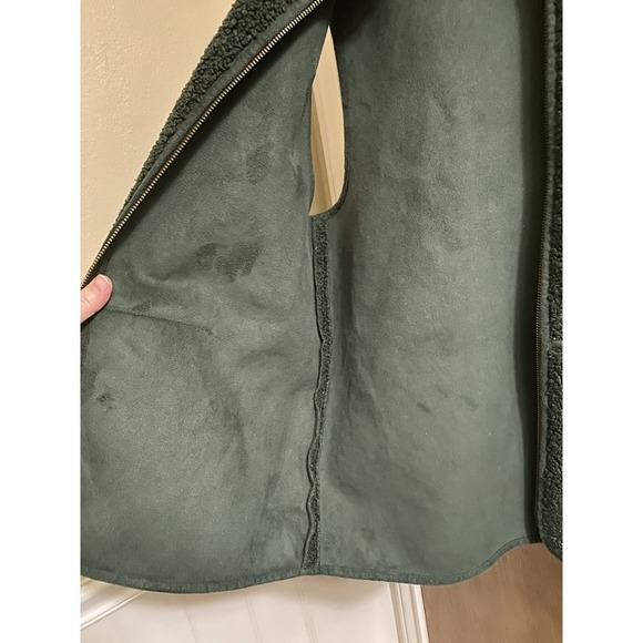 Rowm Mens Solid Bonded Knit Sherpa Full Zip Mockneck Vest Leaf Green Size M Soft - Picture 11 of 15